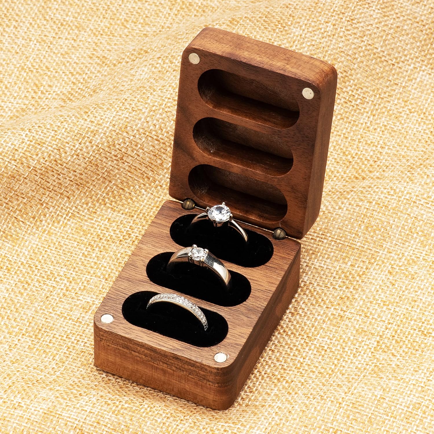 Photo Frame Ring Box Ring Box for Wedding Ceremony 3 Slot – Lighthouse Custom Engravers